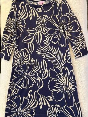 Lilly Pulitzer Navy and Cream Floral Kids Dress
